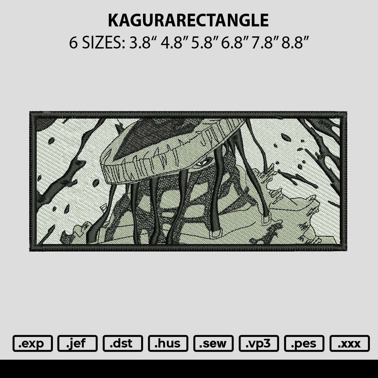 Kagurarectangle Embroidery File 6 sizes