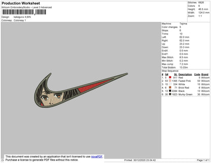 Swoosh Yumeko Embroidery File 4 size