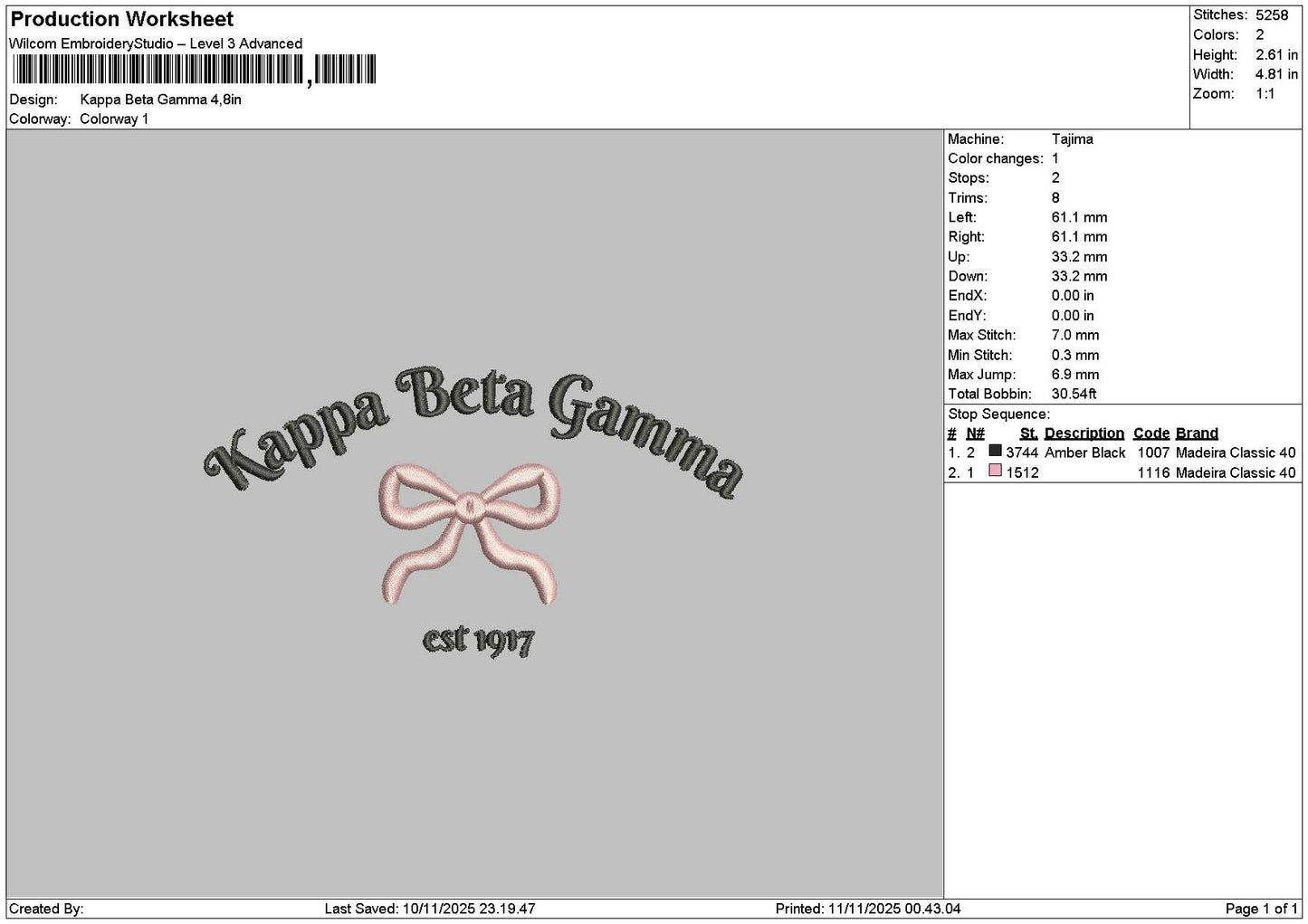 Betatext 1011 Embroidery File 6 sizes