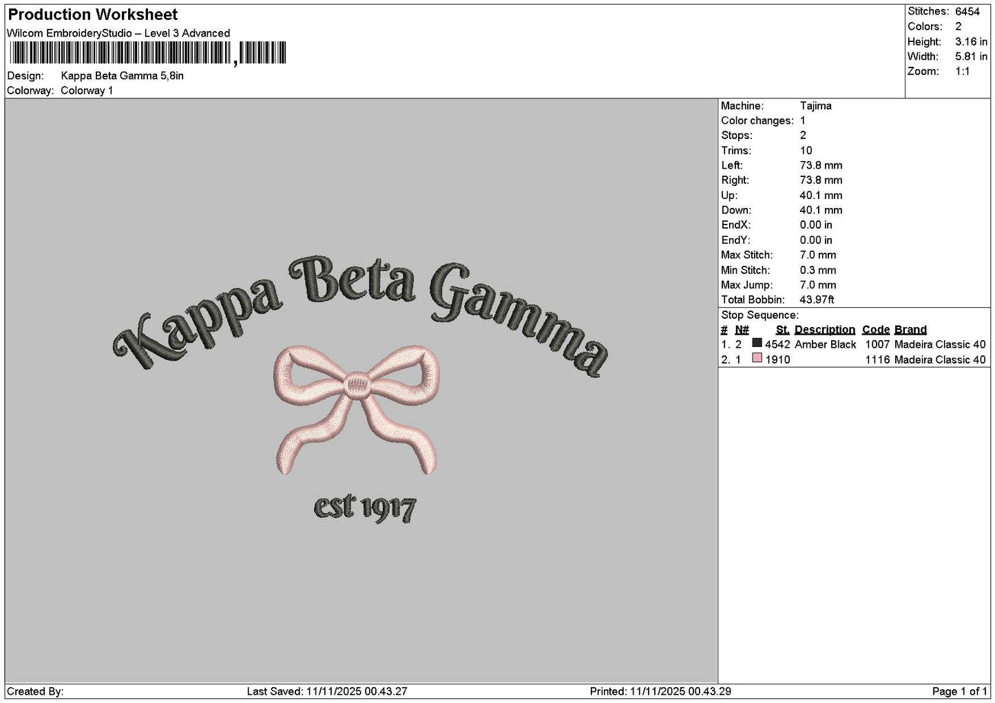 Betatext 1011 Embroidery File 6 sizes