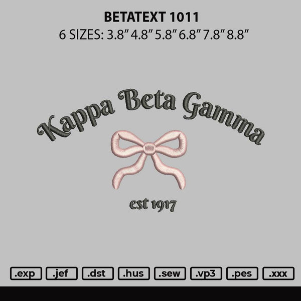 Betatext 1011 Embroidery File 6 sizes