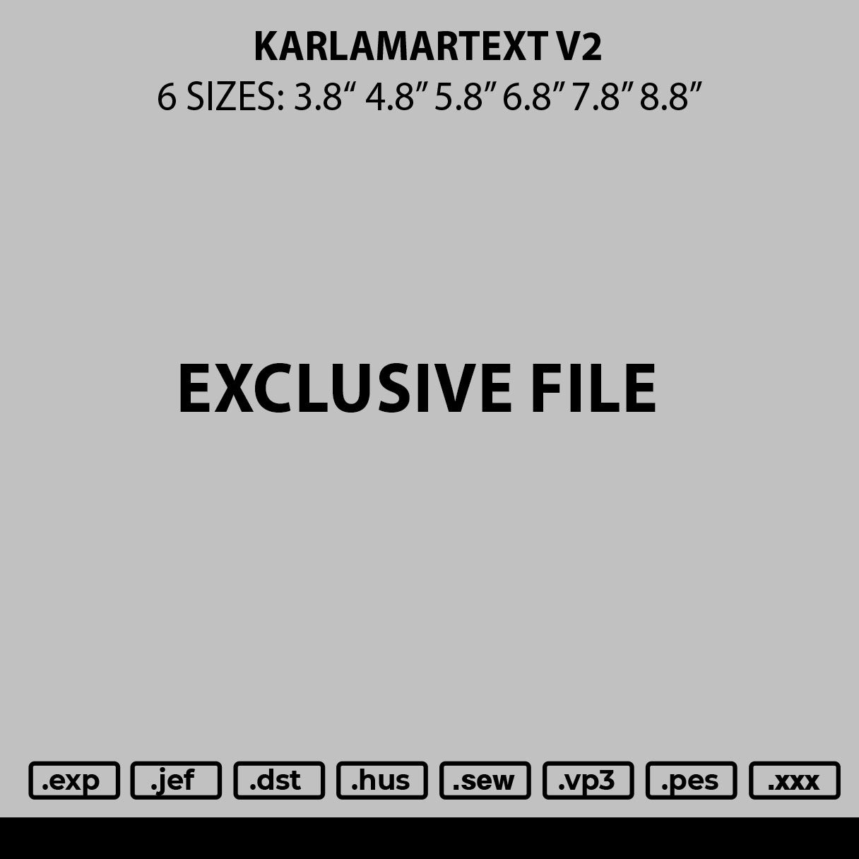 Karlamartext V2 Embroidery File 6 sizes
