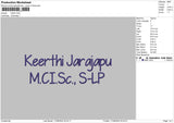 Keerthitext Embroidery File 6 sizes