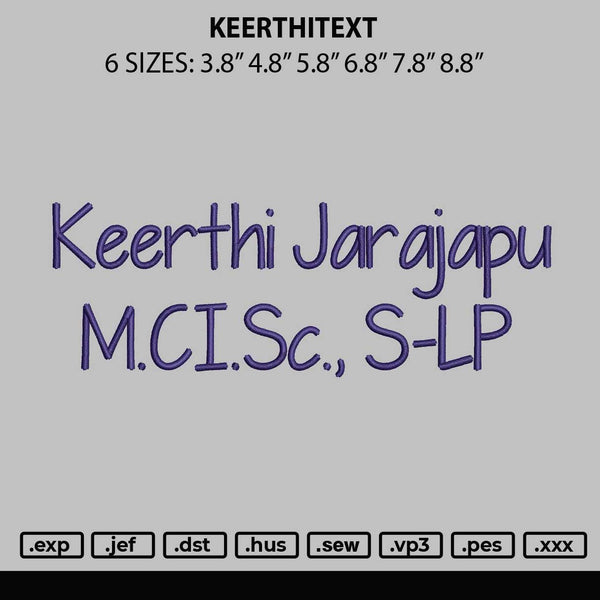 Keerthitext Embroidery File 6 sizes
