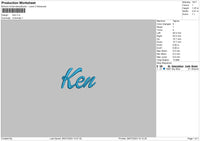 Ken Text Embroidery File 6 sizes