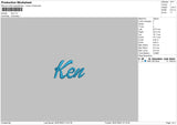 Ken Text Embroidery File 6 sizes