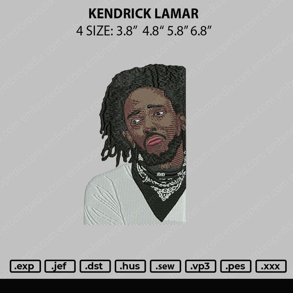 Kendrick Lamar Embroidery File 4 size