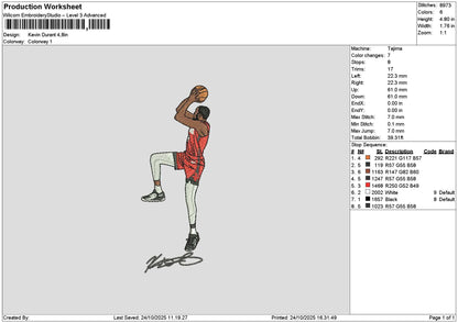 Player Kevin Embroidery File 6 sizes