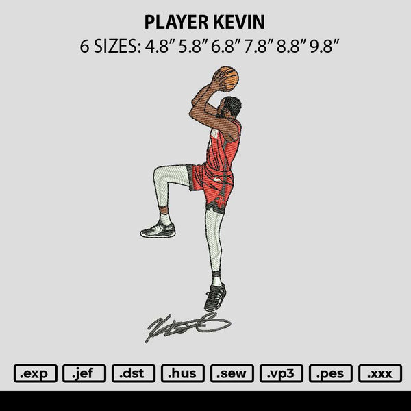Player Kevin Embroidery File 6 sizes