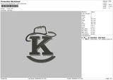 K Hat Embroidery File 6 sizes