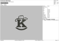 K Hat Embroidery File 6 sizes