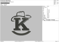 K Hat Embroidery File 6 sizes