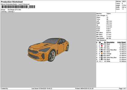 Orange Car 0804 Embroidery File 6 sizes