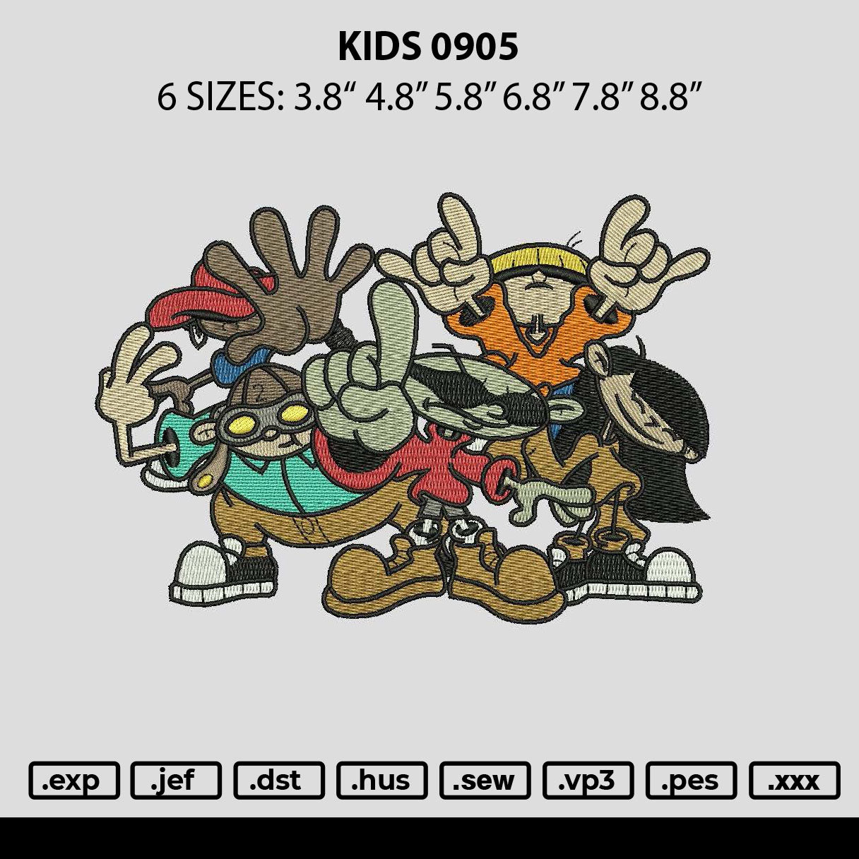 Kids 0905 Embroidery File 6 sizes