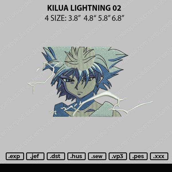 Killua Lightning Rectangle Embroidery File 4 size