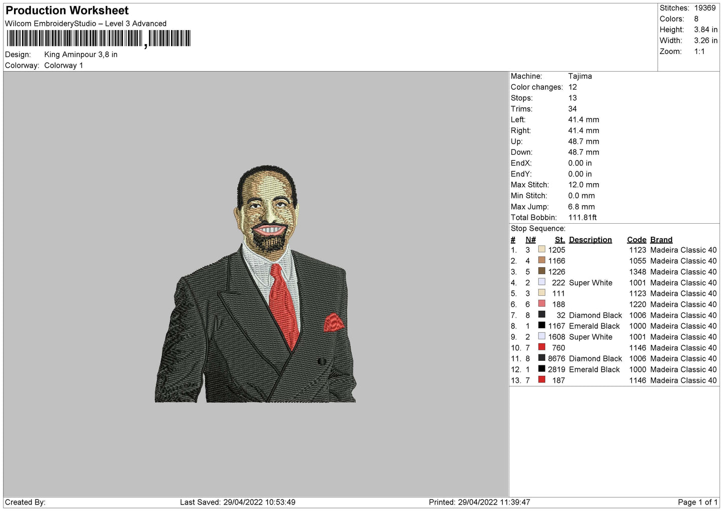King Aminpour Embroidery File 4 size