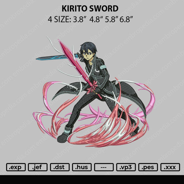 Kirito Sword Embroidery File 4 ize