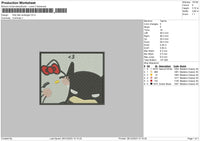 Kitty Bat Rectangle Embroidery File 6 sizes