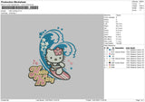 Kitty Surfing Embroidery File 6 sizes