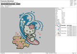 Kitty Surfing Embroidery File 6 sizes