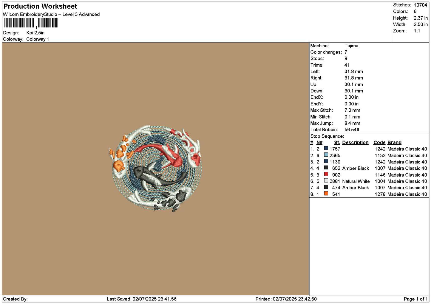Fish 0207 Embroidery File 6 sizes