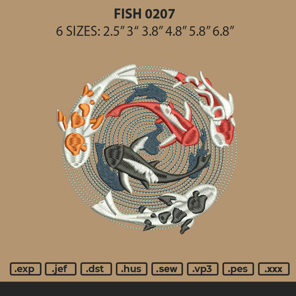 Fish 0207 Embroidery File 6 sizes