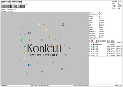 Konietti Embroidery File 6 sizes