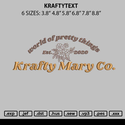 Kraftytext Embridery File 6 sizes