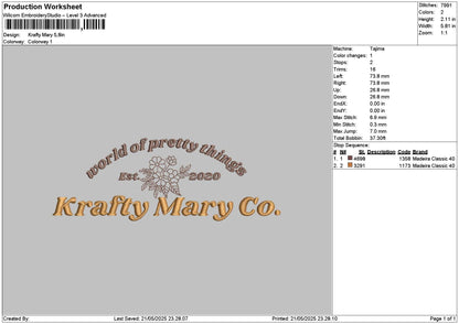 Kraftytext Embridery File 6 sizes