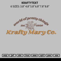 Kraftytext Embridery File 6 sizes