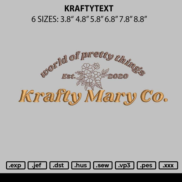 Kraftytext Embridery File 6 sizes