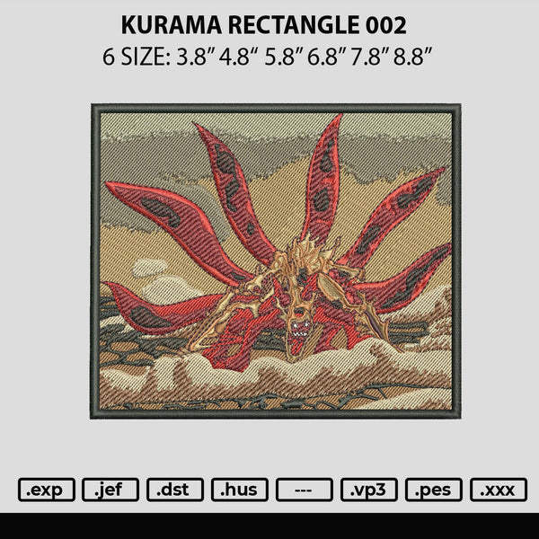 Kurama Rectangle 002 Embroidery File 6 sizes