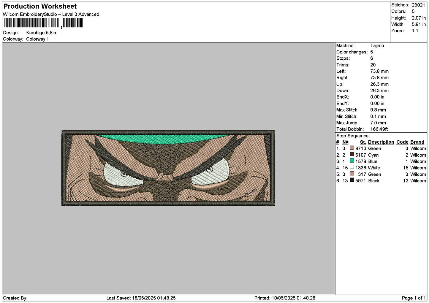 Kurohigerectangle Embroidery File 6 sizes