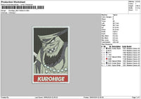Kurohigerectangle 02 Embroidery File 6 sizes