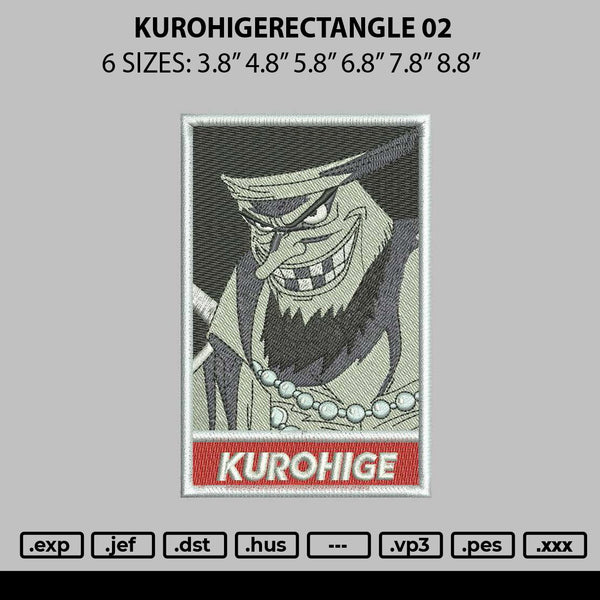 Kurohigerectangle 02 Embroidery File 6 sizes