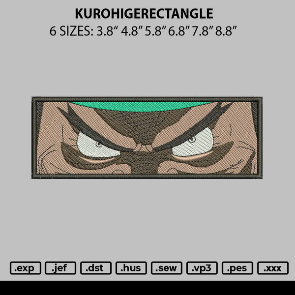 Kurohigerectangle Embroidery File 6 sizes