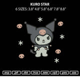 Kuro Star Embroidery File 6 sizes