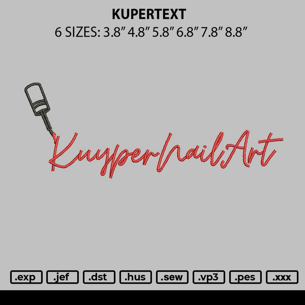 Kuypertext Embroidery File 6 sizes