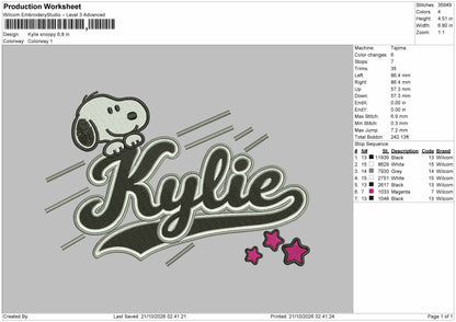 Kylie Text Embroidery Machine Design File 6 sizes