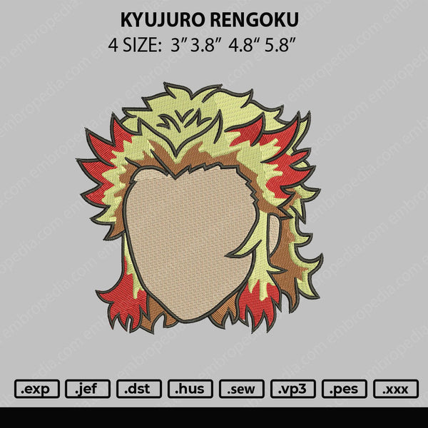 Kyujuro Rengoku Embroidery File 4 size