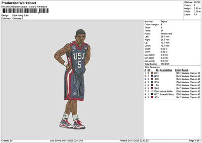 Player Kyrie Embroidery File 6 sizes
