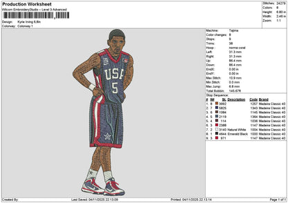 Player Kyrie Embroidery File 6 sizes