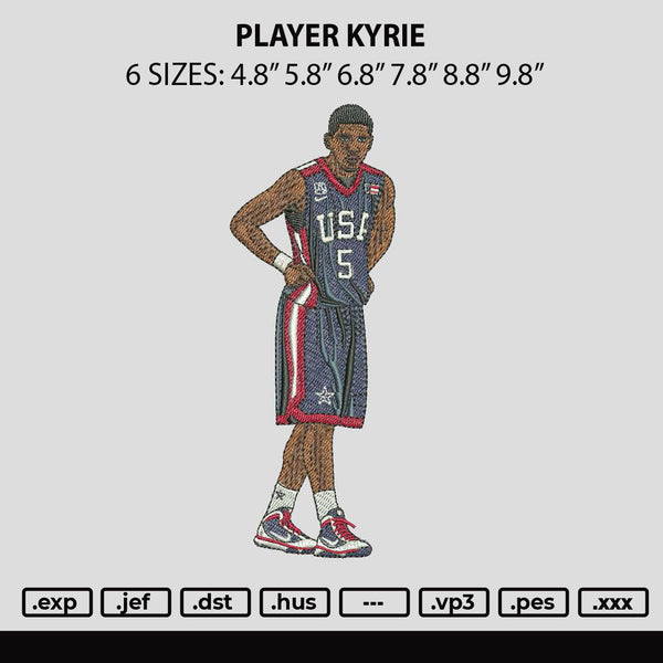 Player Kyrie Embroidery File 6 sizes