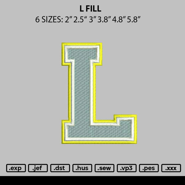 L Fill Embroidery File 6 sizes