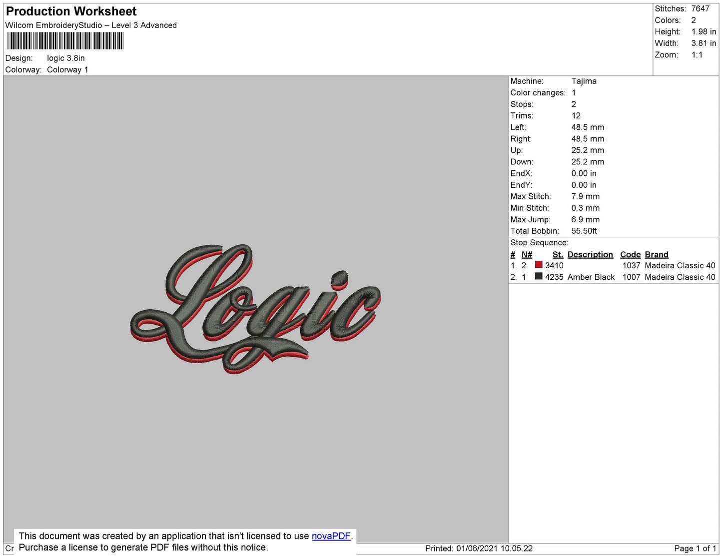Logic Text Embroidery File 5 size