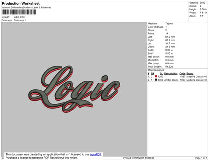 Logic Text Embroidery File 5 size