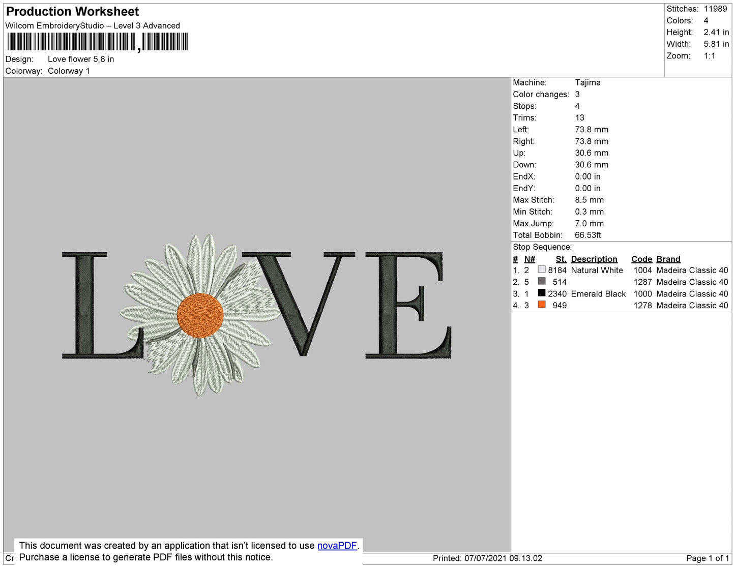 Love Flower Embroidery File 4 size