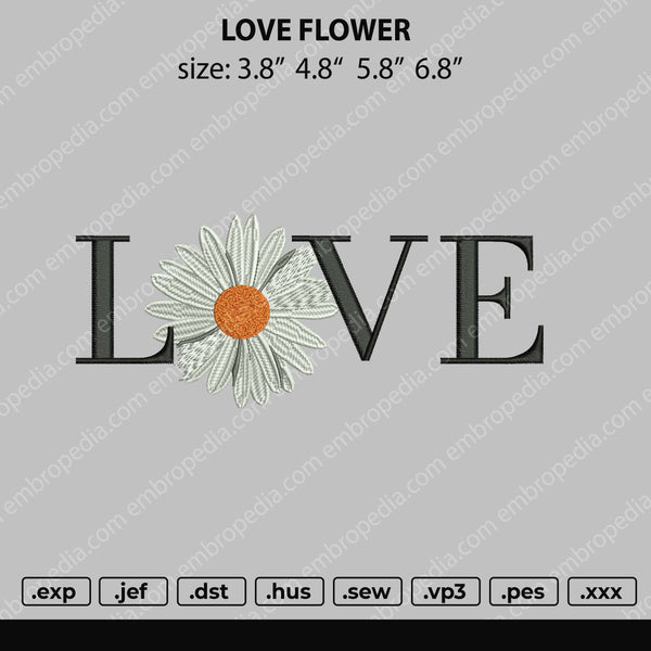 Love Flower Embroidery File 4 size