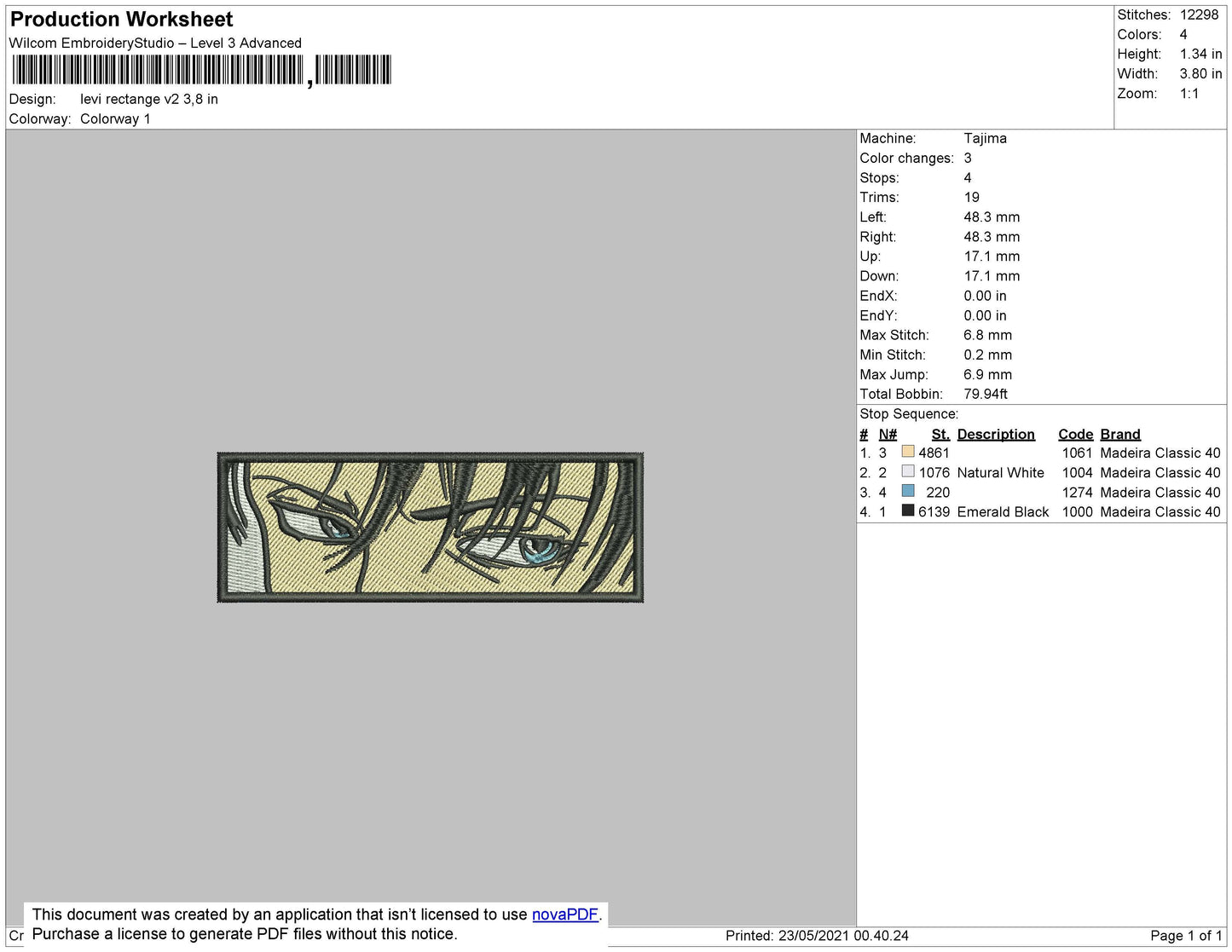 Levi Rectangle V2 Embroidery File 4 size