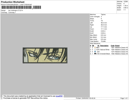 Levi Rectangle V2 Embroidery File 4 size